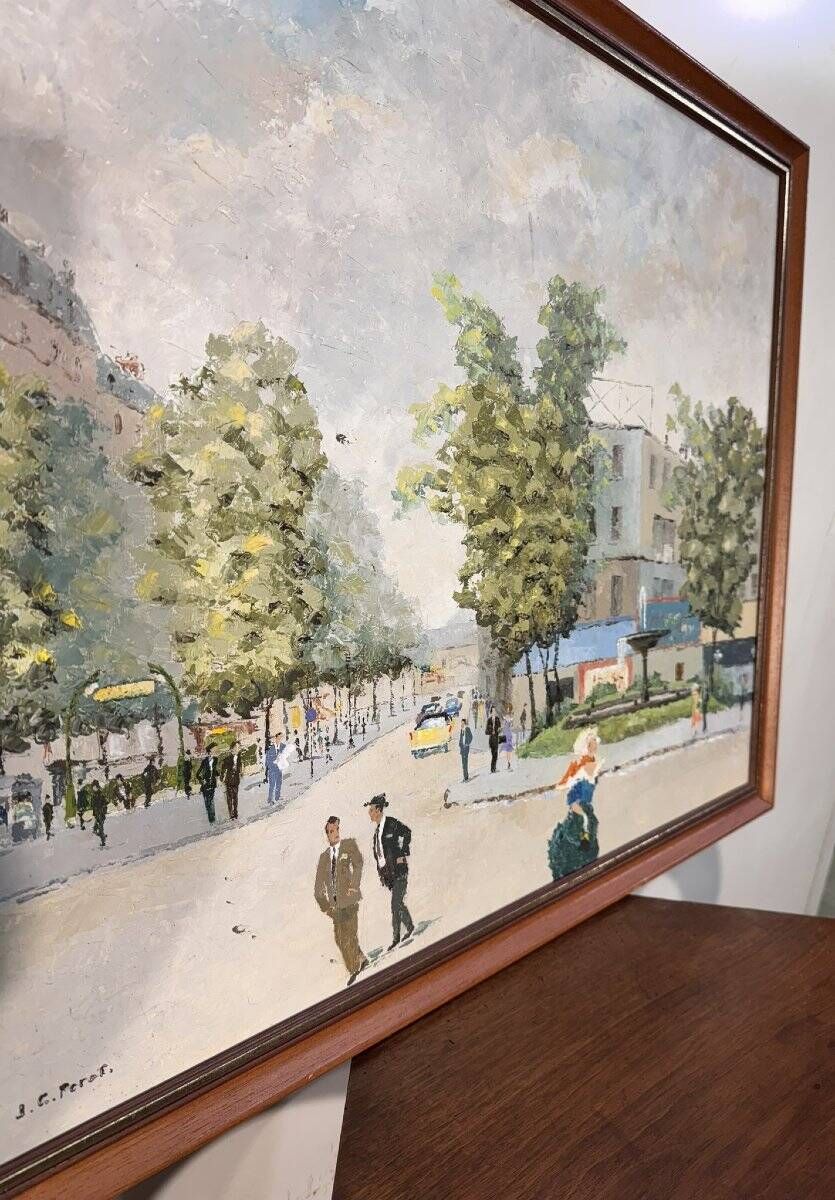 JC Perot: Large oil on canvas "Place Pigalle"