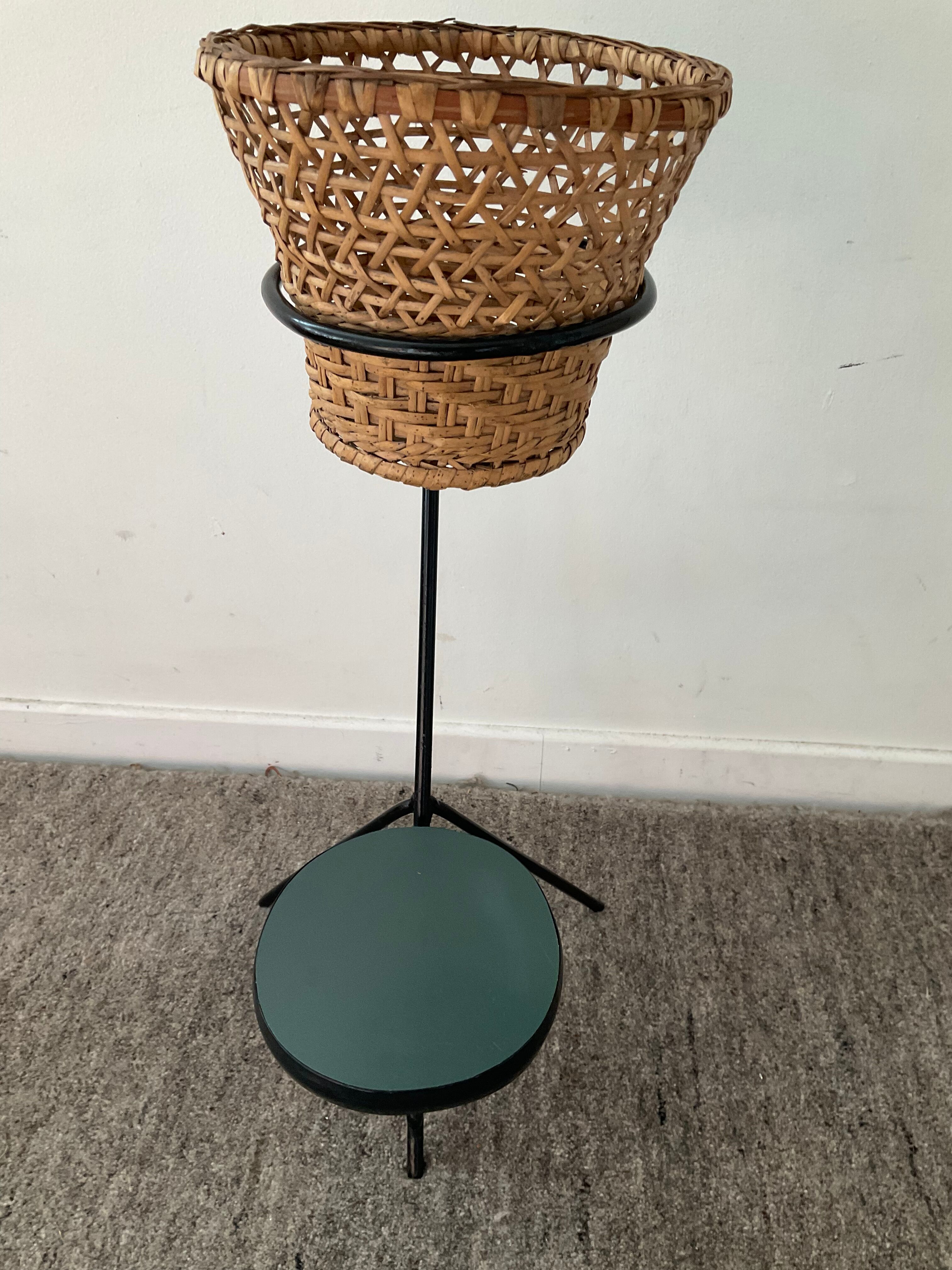 Vintage metal tripod plant holder and formica 60s