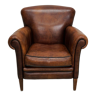 Vintage dutch cognac colored leather club chair