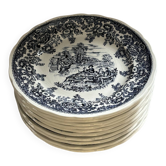 Assiettes en faïence Luneville décor anglais 