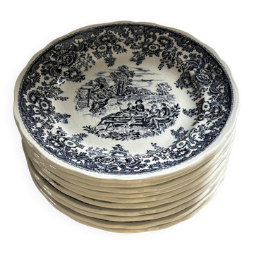 Luneville earthenware plates with English decoration.