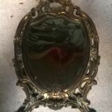 Miroir de toilette ancien en bronze  22x38cm