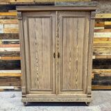 Small antique wardrobe in solid pitch pine.