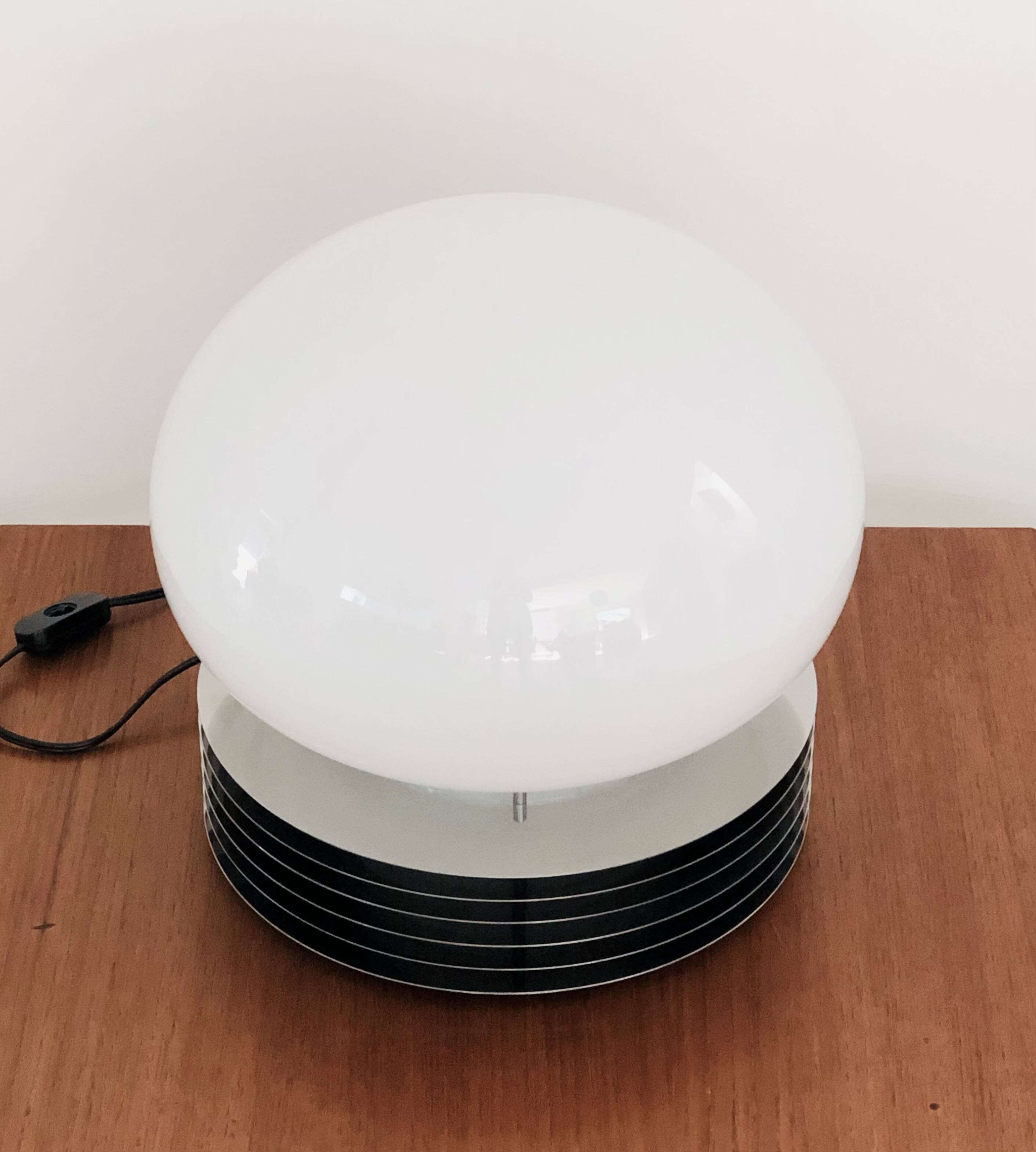 Table lamp in stainless steel and opaline glass by Tronconi Illuminazione, Italy 1970s