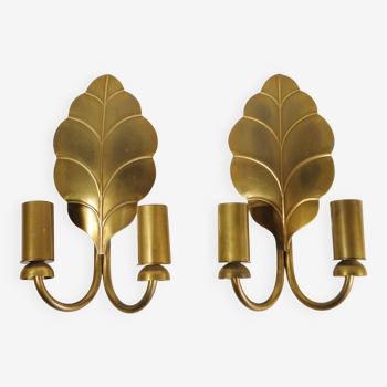 Pair of sconces "sheets" in brass 1970