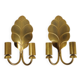 Paire d'appliques " feuilles " en laiton 1970