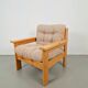 Vintage Brutalist Armchair in Pine and Fabric, 1970s