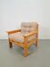 Fauteuil brutaliste vintage en pin et tissu, années 1970