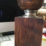 Wood and chrome standing lamp
