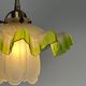 Suspension vintage opaline plissée verte et tulipe verre art déco