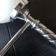 Pair of globe wall lamps in white opaline and chrome/vintage metal 70s