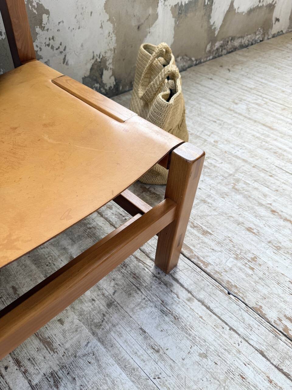 Elm and leather armchair Maison Regain