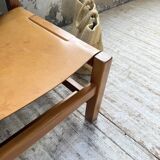 Elm and leather armchair Maison Regain