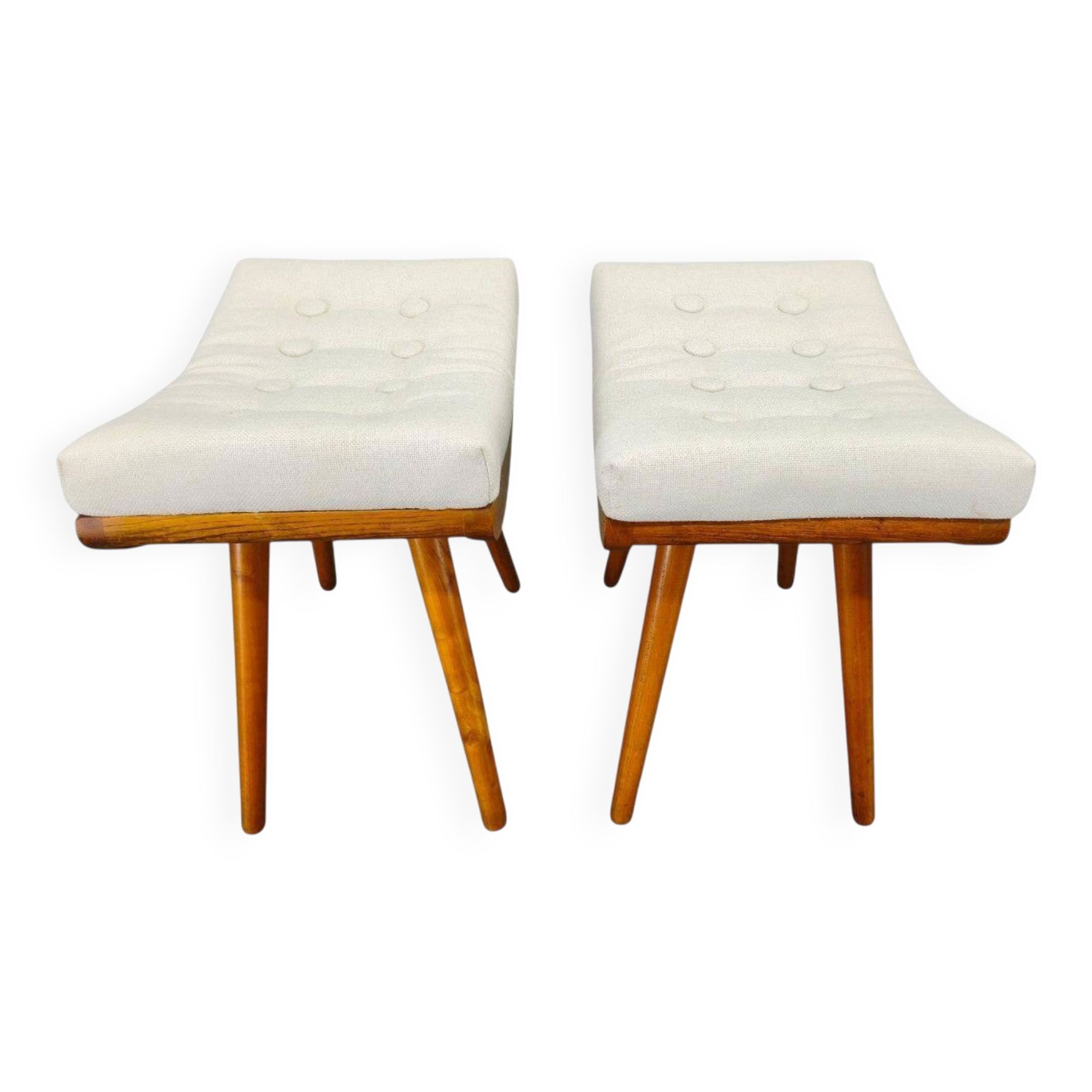 Pair of Mid-Century Maple Wood Stools, 1960, Czechoslovakia