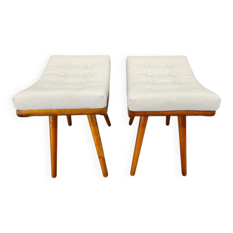 Pair of Mid-Century Maple Wood Stools, 1960, Czechoslovakia