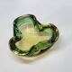 Empty Pocket Cup Ashtray Vintage Murano Glass Sommerso Green and Yellow