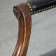 Wooden and black cow leather antique English Gainsborough side/desk/chair