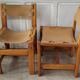 Lot de 4 chaises bois et cuir maison Regain – années 70