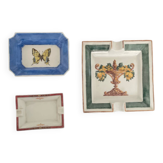 Lot de 3 cendriers en porcelaine