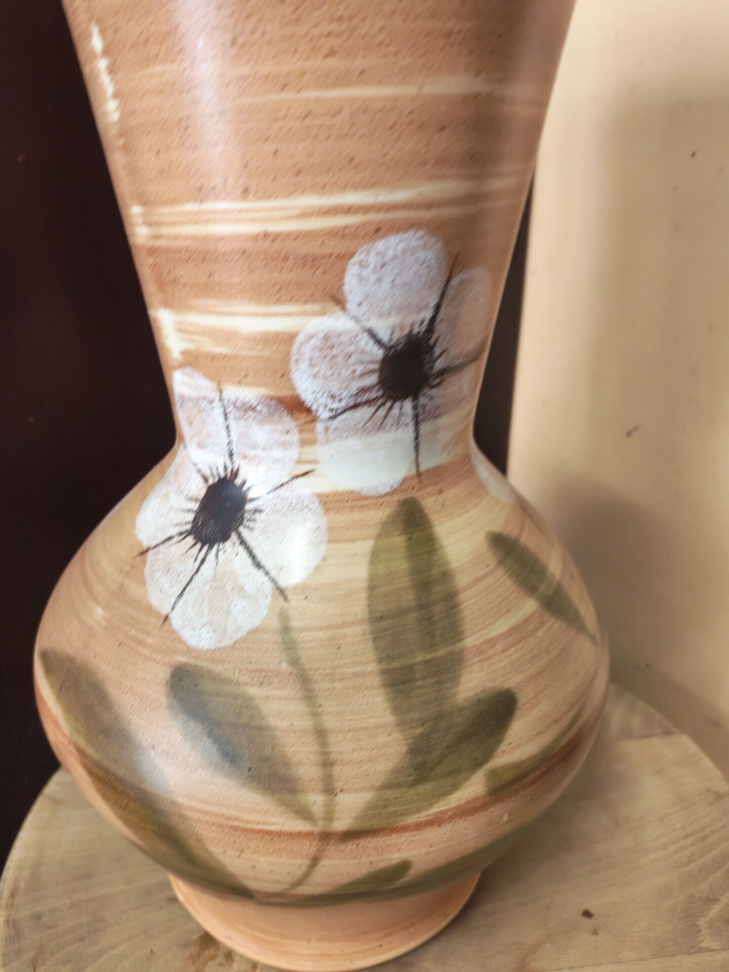 Vintage ceramic vase hand-painted St Clément 1960