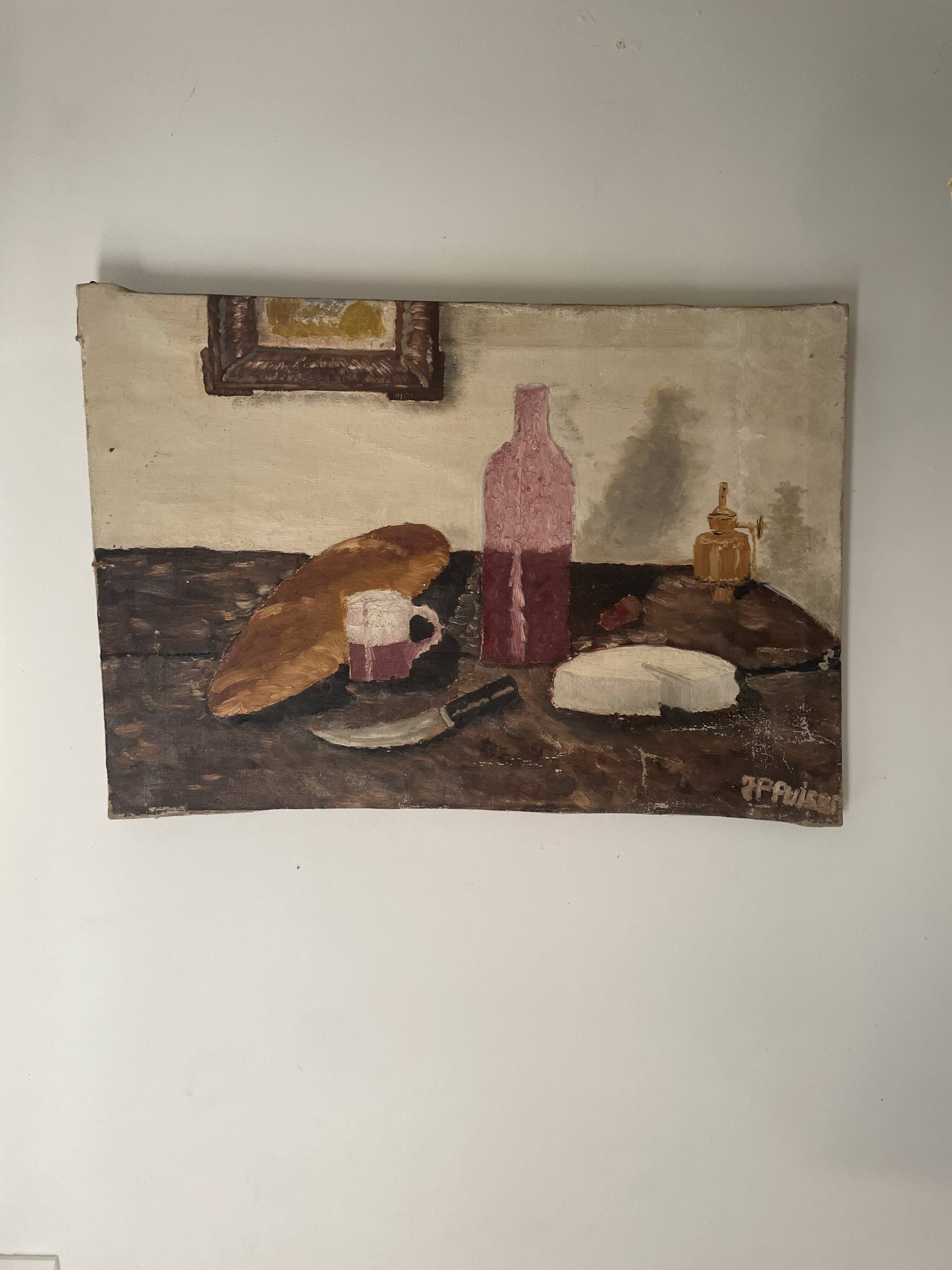 Nature morte à l'huile naïve 19ème-début 20ème