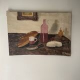 Nature morte à l'huile naïve 19ème-début 20ème