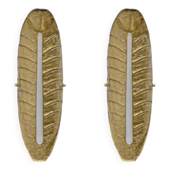 Pair of Modern Murano Glass Gold Leaf Sconces