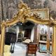 Napoleon III period fireplace mirror in gilded louis XV style wood