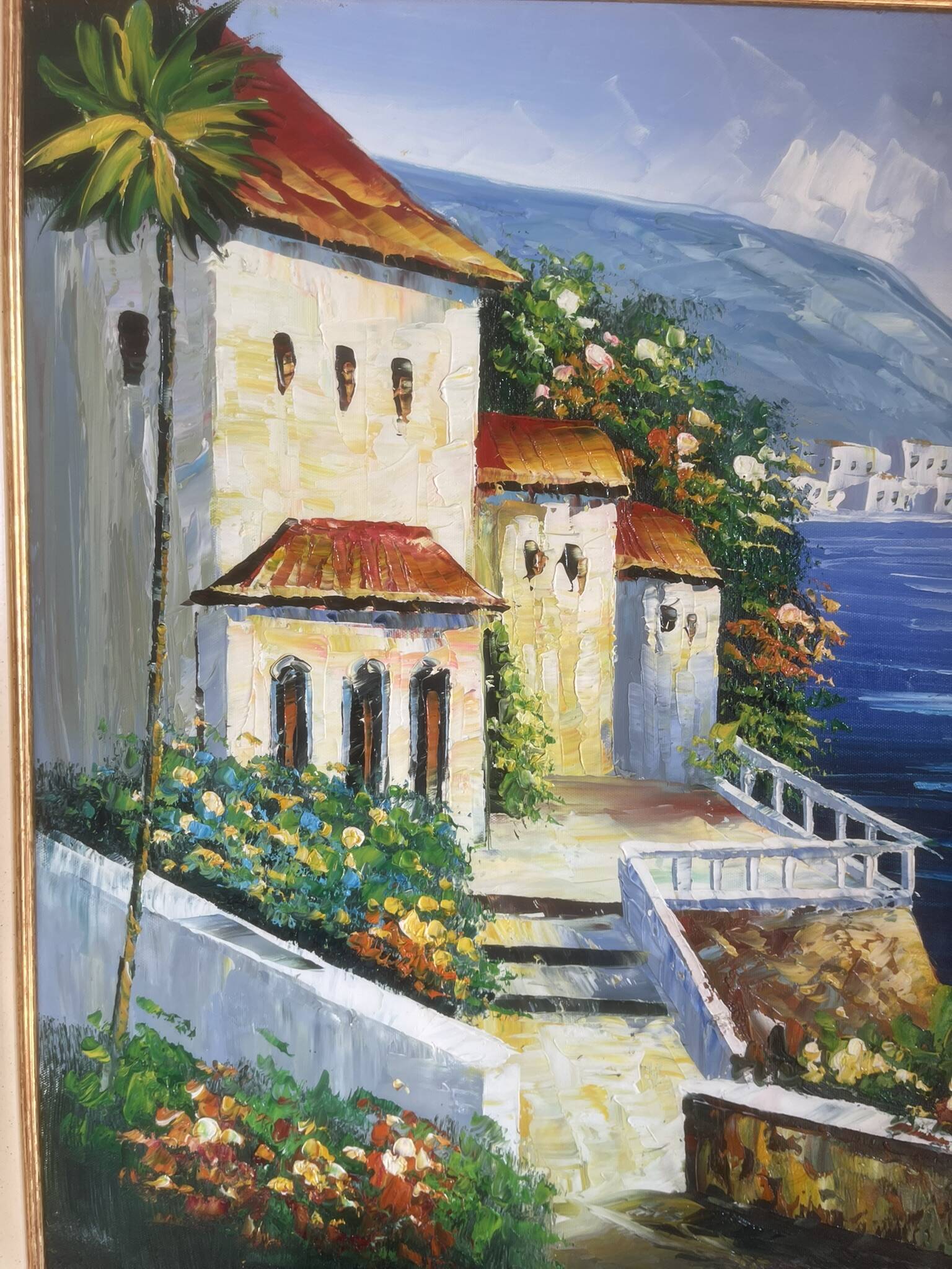 Old Oil Painting Frame Gold Provence Mediterranean Italy