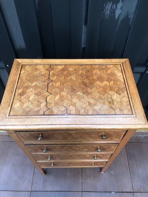 Commode art deco 1930 marqueterie damier
