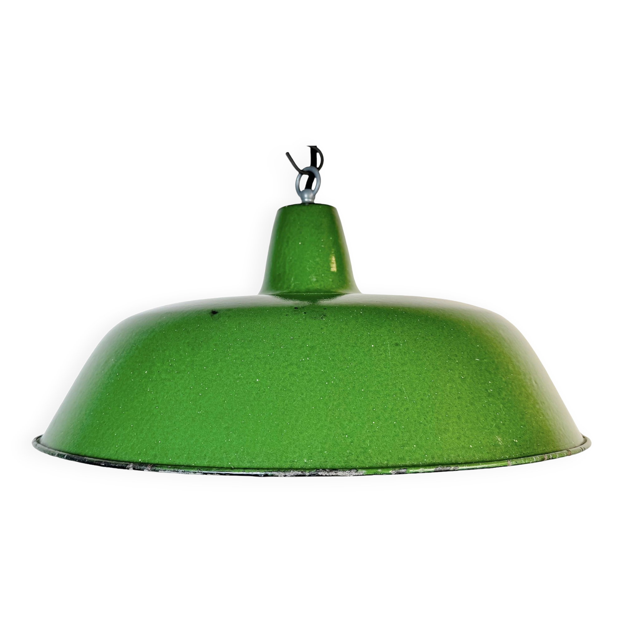 Industrial Green Enamel Factory Pendant Lamp, 1960s