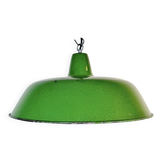 Industrial Green Enamel Factory Pendant Lamp, 1960s