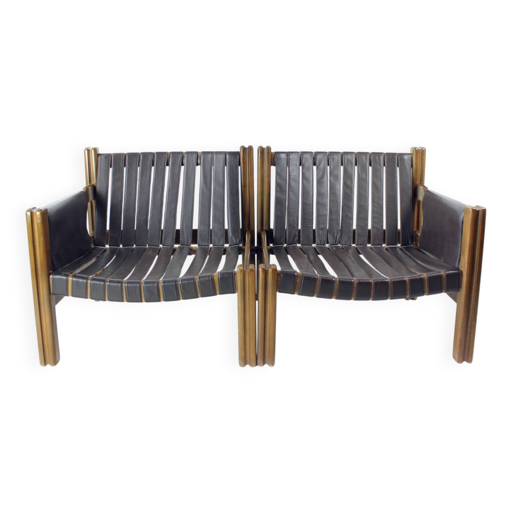 Canapé deux places en noyer et cuir par Boris Hála pour Ton, 1986