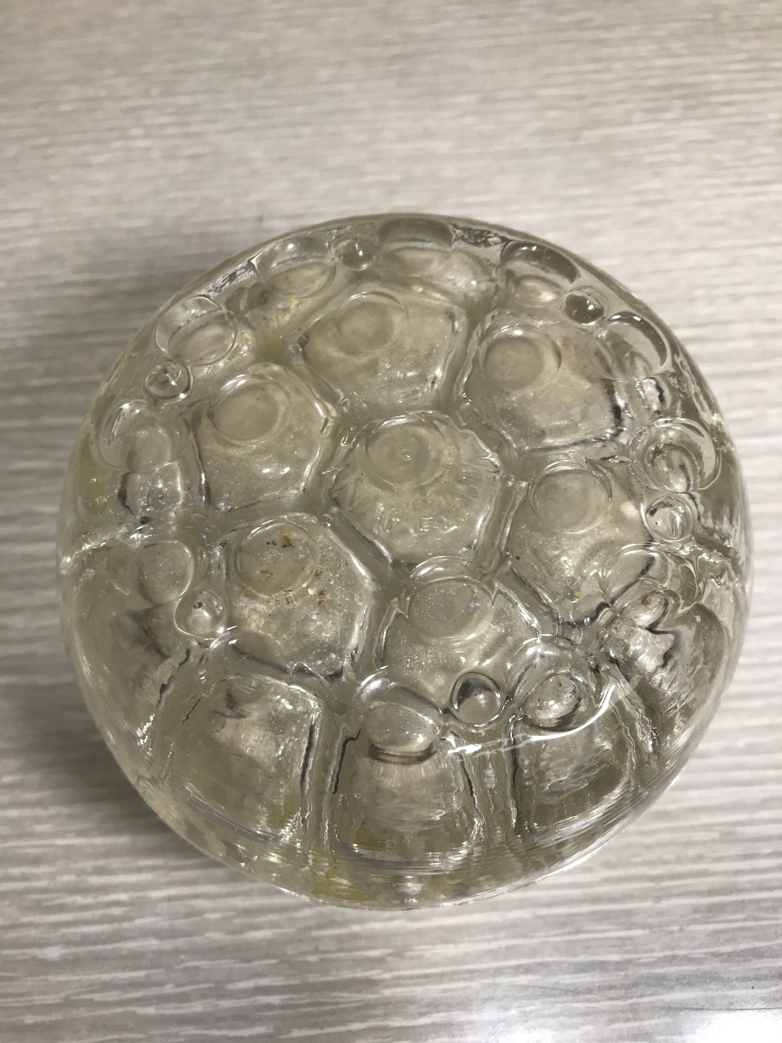 Pair Old Vase Pique Flowers VMC Glass Molded 70s Made In France Vintage