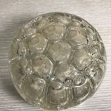 Pair Old Vase Pique Flowers VMC Glass Molded 70s Made In France Vintage