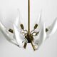 50s brass chandelier with white and transparent Murano glasses Franco Luce