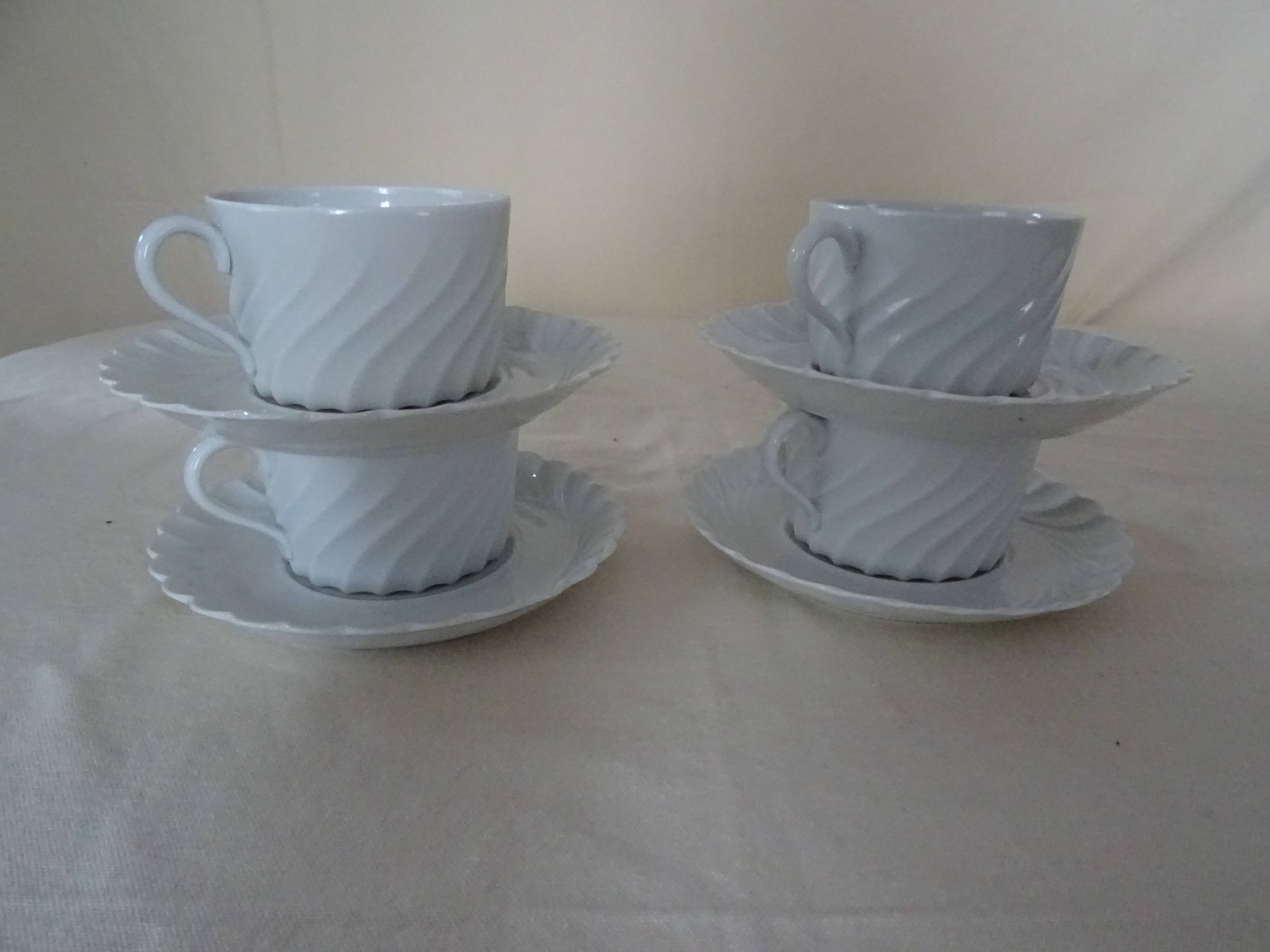4 cups with saucer Limoges Haviland white torso
