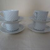 4 cups with saucer Limoges Haviland white torso
