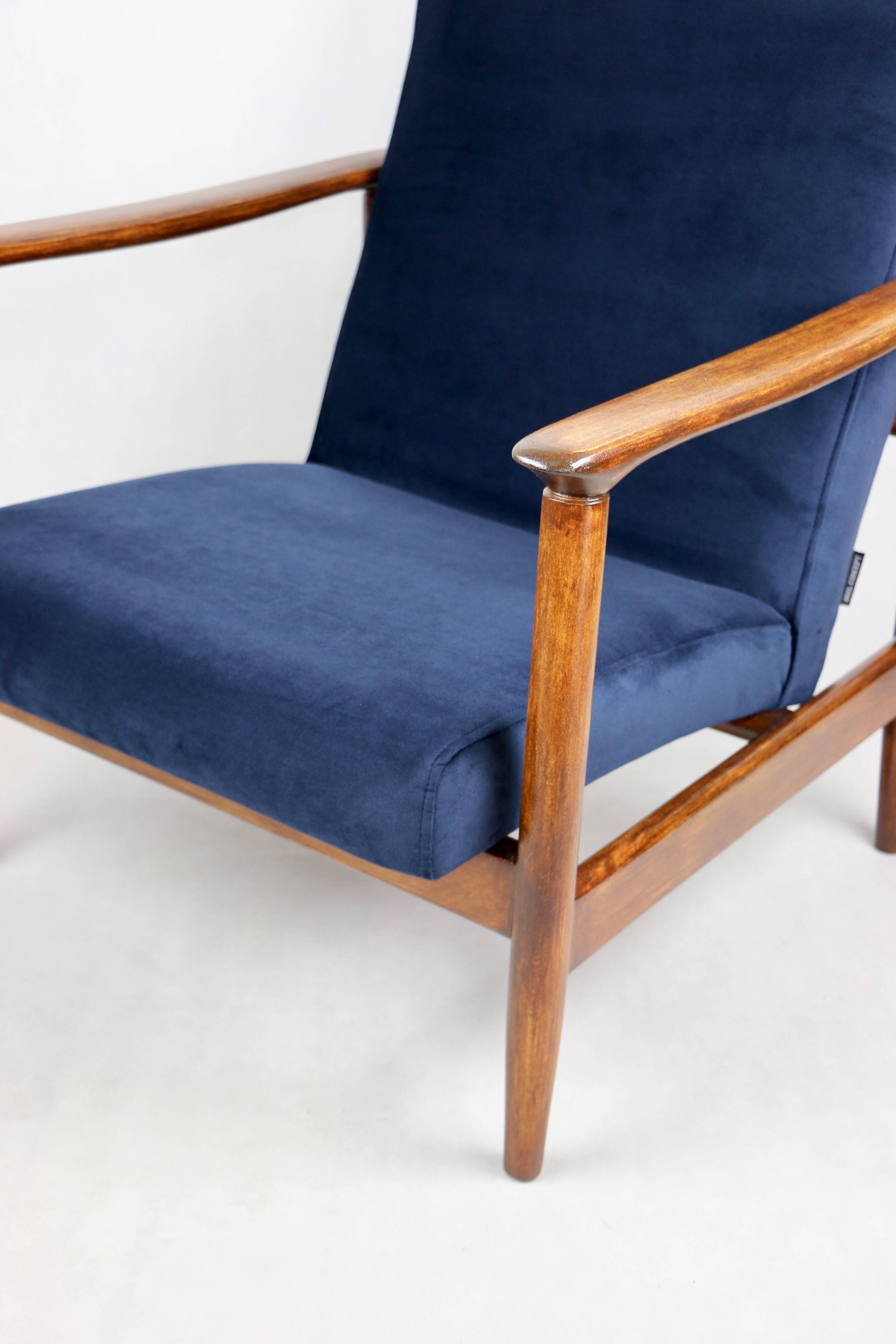 GFM-142 armchair, designed by Edmund Homa from the 70s, navy blue - 2 pieces available