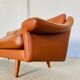 Vintage Danish mid-century Aage Christiansen (Matador) cognac leather sofa 60s