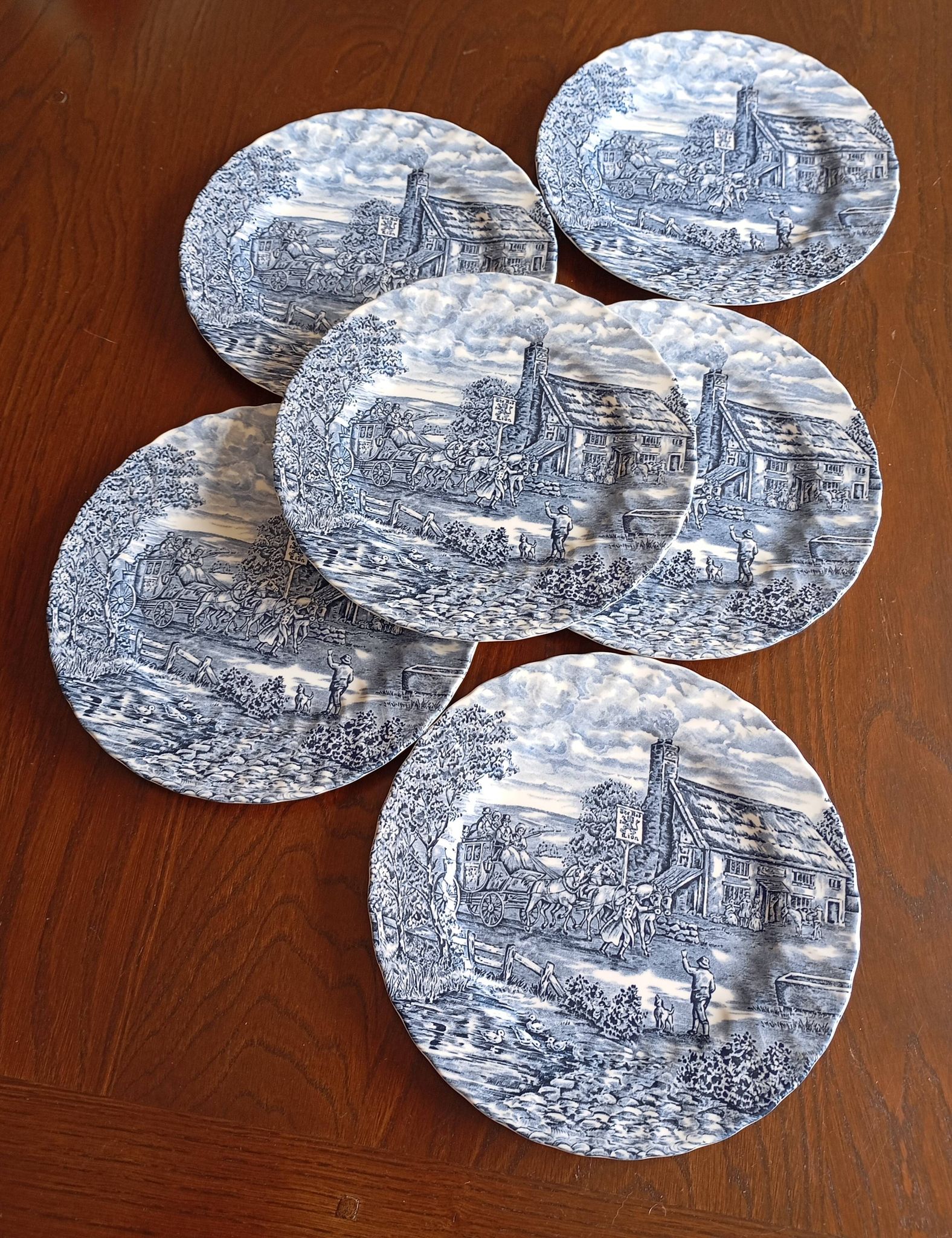 6 English flat plates Bursley "The Posthouse"