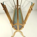 Magazine rack brass and glass 1940