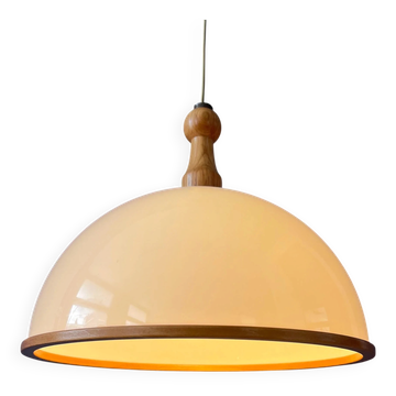 Vintage white wooden Steinhauer suspension, pendant lamp in plexiglass.
