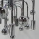 Suspension Spoutnik vintage avec 9 points lumineux et 16 globes chromés