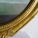Large oil on canvas bouquet medallion wooden frame gilded stucco vintage