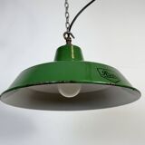 Industrial Green Enamel Factory Pendant Lamp from Revo, 1950s