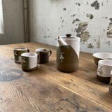 Ensemble céramique anthropomorphe théière, tasses et bol