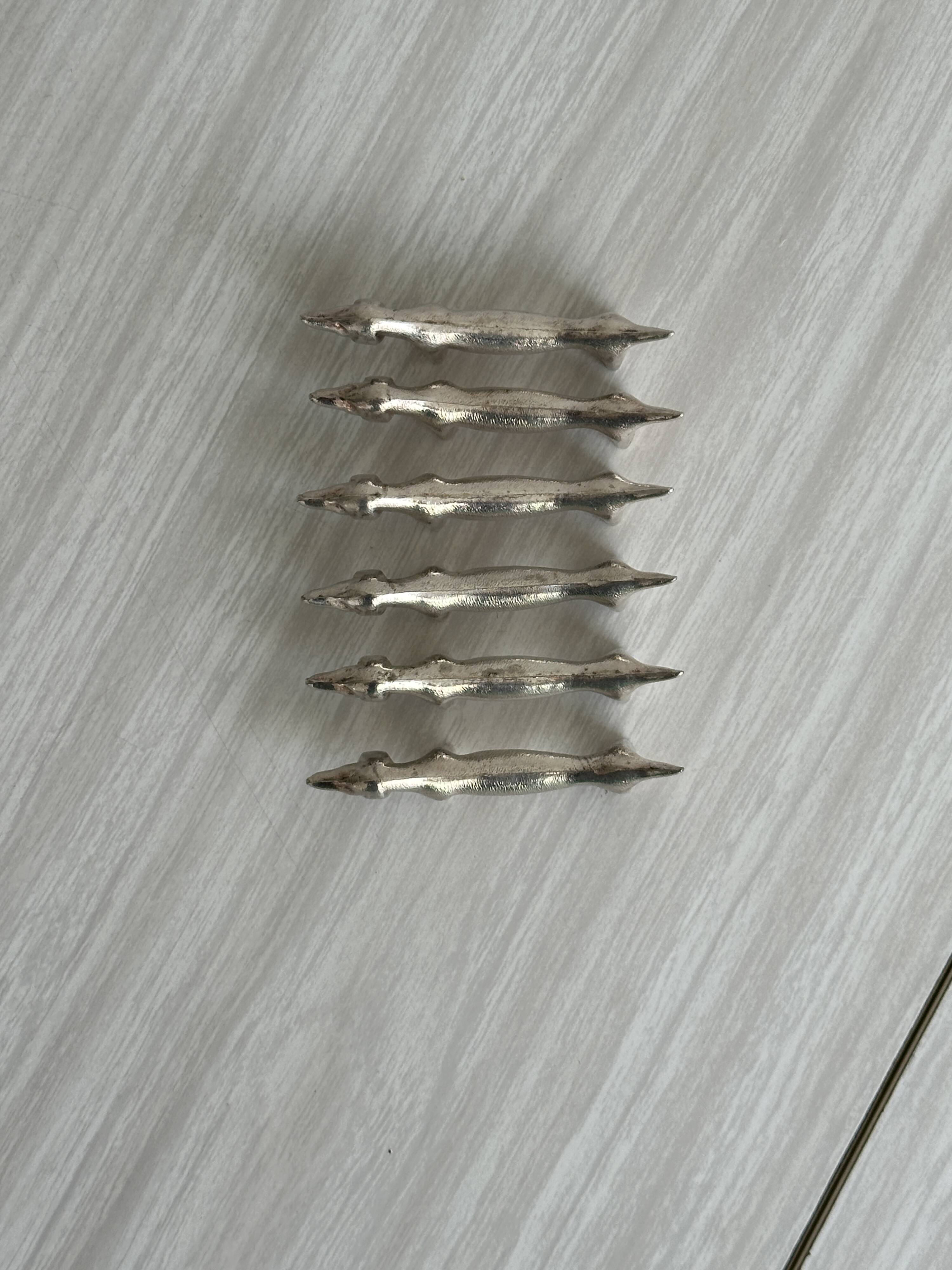 6 metal dachshund knife holders