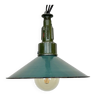 Industrial petrol enamel military pendant lamp with cast aluminium top, 1960s