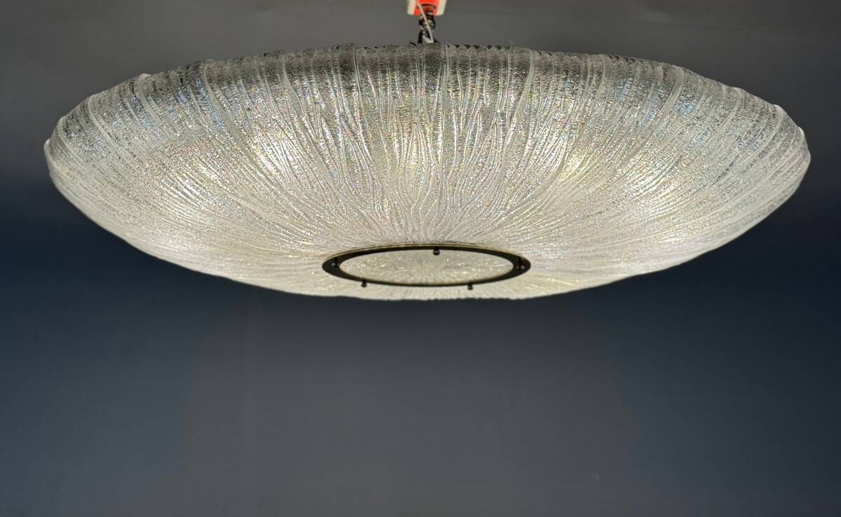 Important glass and brass chandelier, Venini circa 1960, one pair available